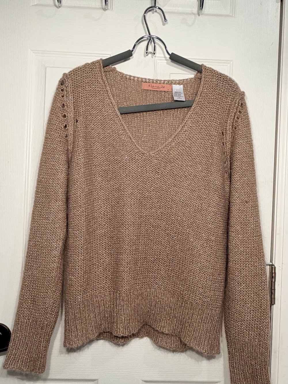 Elsamanda Made in Italy Mohair Metallic Knit Sweater L. Anthropologie style